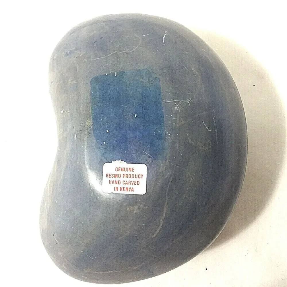 Besmo Jewelry Trinket Box Soapstone Hand Carved Kenya African Kidney Paperweight